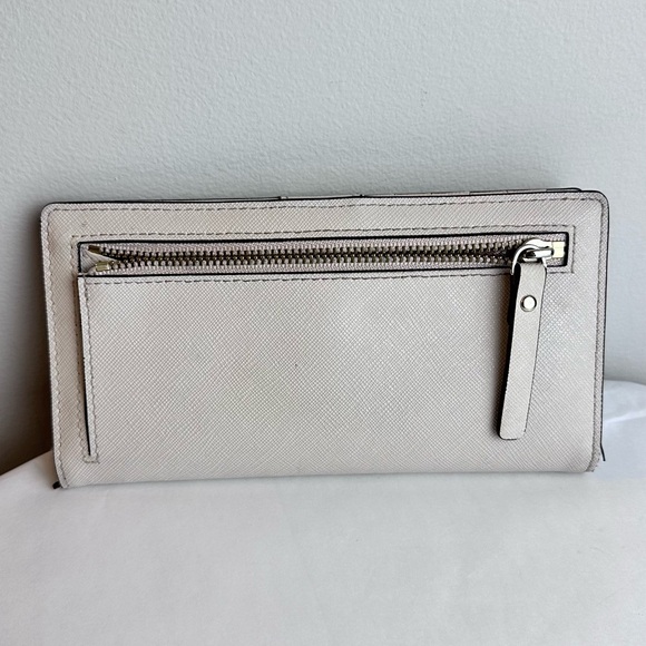 KATE SPADE White Saffiano Leather Bifold Zip/Snap Womens Wallet - Picture 4 of 4